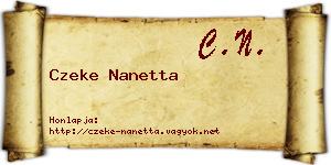 Czeke Nanetta névjegykártya